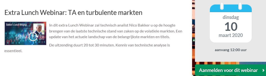 Hoe staat de markt er nu technisch bij? Om 12:00 uur geeft Nico Bakker (<a href="/TheDailyTurbo/">Nico PR Bakker</a>) een extra webinar; schrijf nu in: bit.ly/2wNkHZW