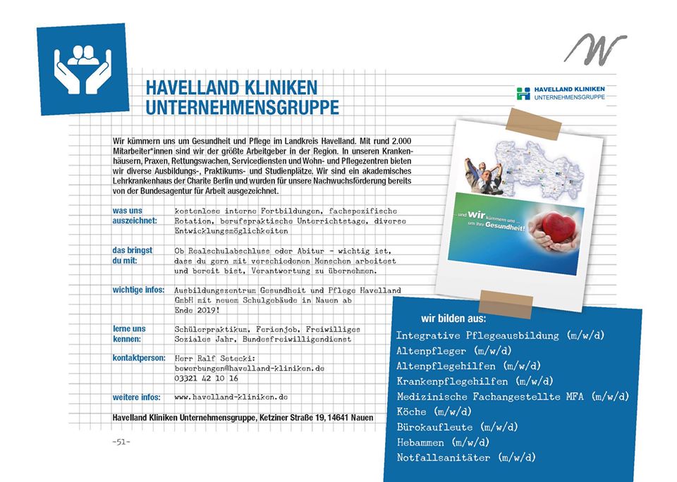 AzubiWeb's tweet photo. Du kümmerst dich gerne um Menschen? Bei @havellandklinik kannst du eine Ausbildung, ein Praktikum, einen Ferienjob oder ein FSJ machen. Ob Realschulabschluss oder Abitur – wichtig ist, dass du gern mit verschiedenen Menschen arbeitest und bereit bist, Verantwortung zu übernehmen. https://t.co/eMA85atLho