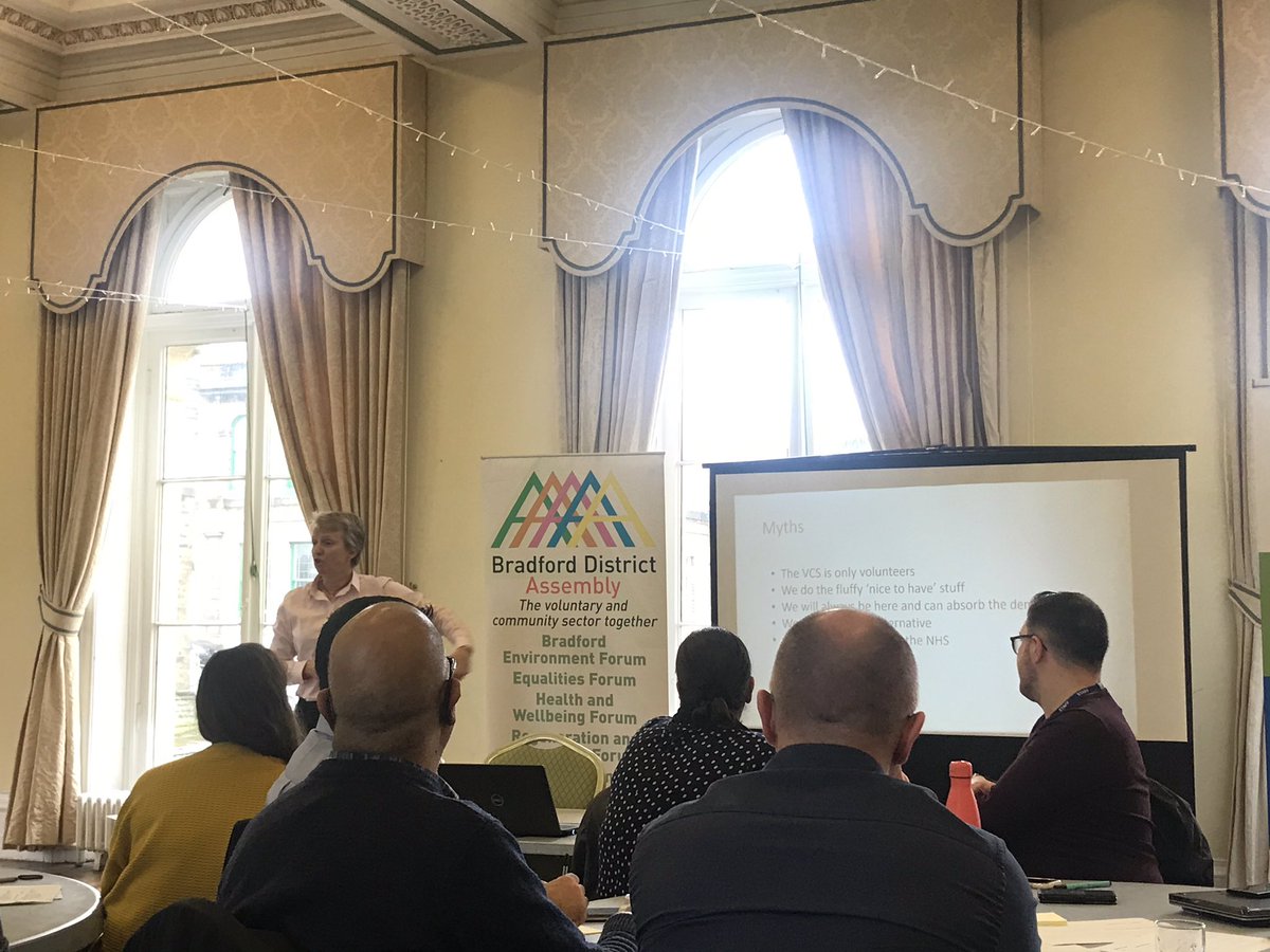 KimShutler's tweet photo. 'We want to complement, we want to add value. This is all about people and putting people at the centre. Use our flexibility to try different things. Work with us and through us. We are passionate, caring &amp; creative.' @helen_davey1 #ConvoBAWC #VCSE @BDCFT https://t.co/O0IRHzBDej