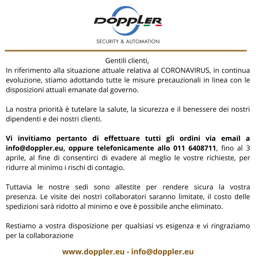 DopplerSrl's tweet photo. Emergenza Coronavirus: puoi contattarci anche tramite la LiveChat presente sul sito Doppler https://t.co/dfCFGepwe1 ed evaderemo la tua richiesta al più presto! https://t.co/ofRpc1hw9o