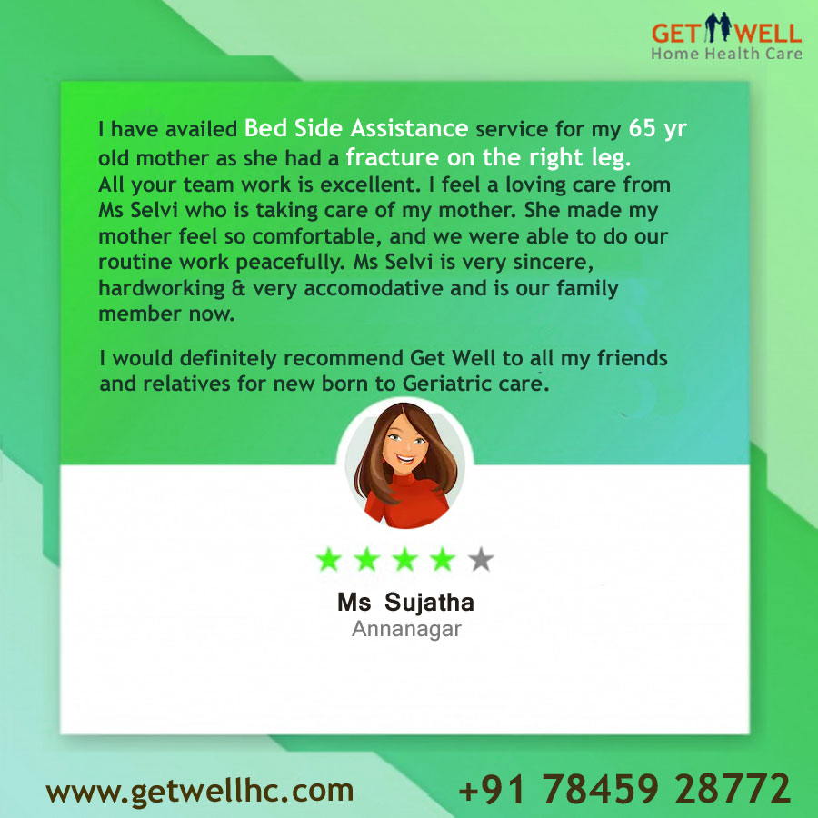 get_care's tweet photo. See what our customers have to say about us.

Ms Sujatha from Anna Nagar, completely new to the concept of Home Health Care availed the service for her mother and was extremely satisfied with our service.

For more details log onto https://t.co/oRBIVzbIyO or send us a DM or Call https://t.co/DFTYLOG7kI