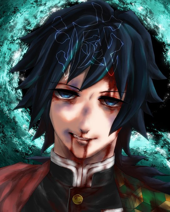 田々さんがTwitterに投稿した冨岡義勇(鬼滅の刃)のイラスト。
