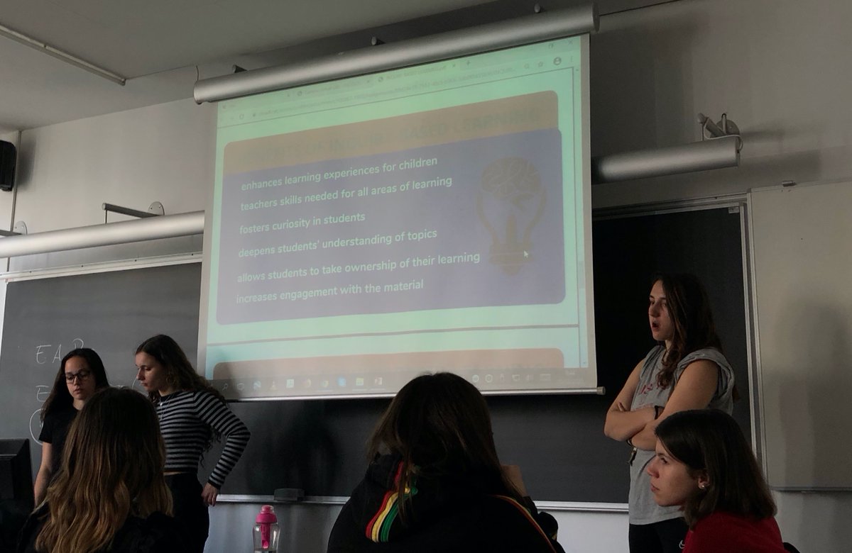 Today with our classmates we have learned that the inquiry-based learning allows students to learn alone while the teacher works as a guidance. Moreover, the learning process is enriched for the new knowledge contributed by them. #poe_fepts🧩👍