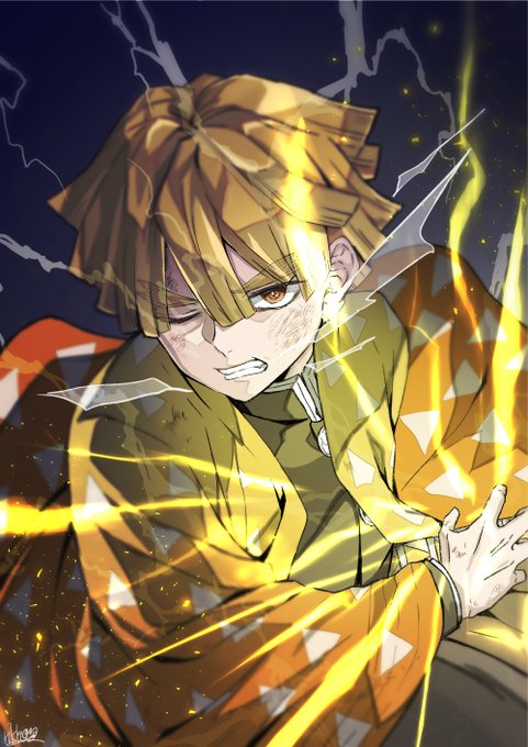 rikkoさんがTwitterに投稿した我妻善逸(鬼滅の刃)のイラスト。