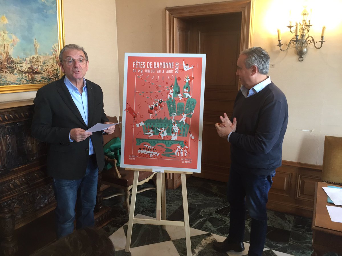 SandrineEstrade's tweet photo. Affiche des fêtes de Bayonne 2020 https://t.co/iSdaY3KtKA