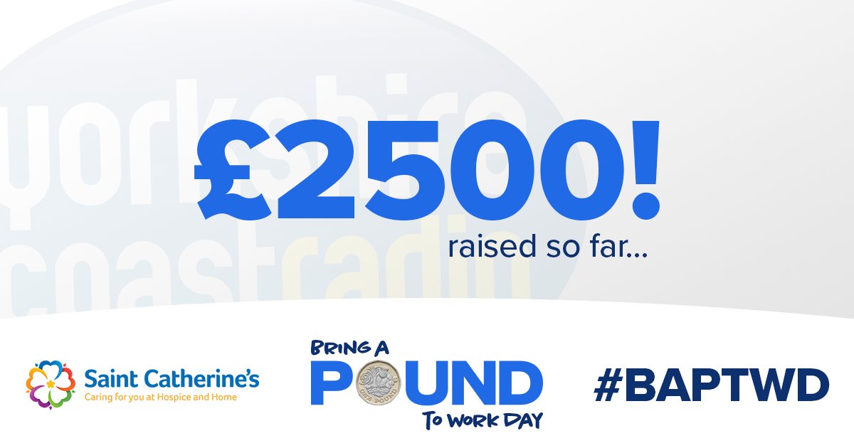 GHRYorksCoast's tweet photo. We've topped £2,500 for @saintcathsuk with Bring a Pound to Work Day #BAPTWD https://t.co/pvB8MXpsRn