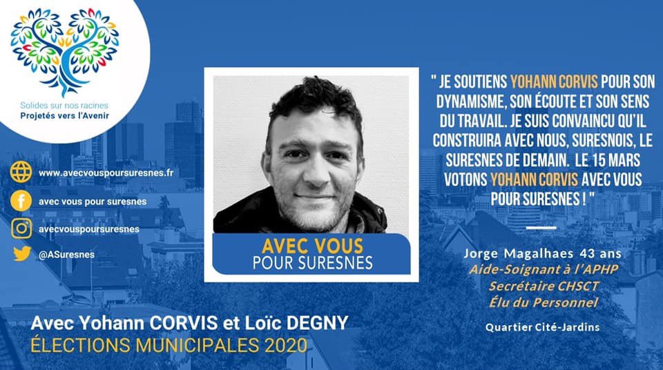 Jorge Magalhaes est avec vous pour Suresnes !
#yohanncorvis #electionsmunicipales2020 #suresnes