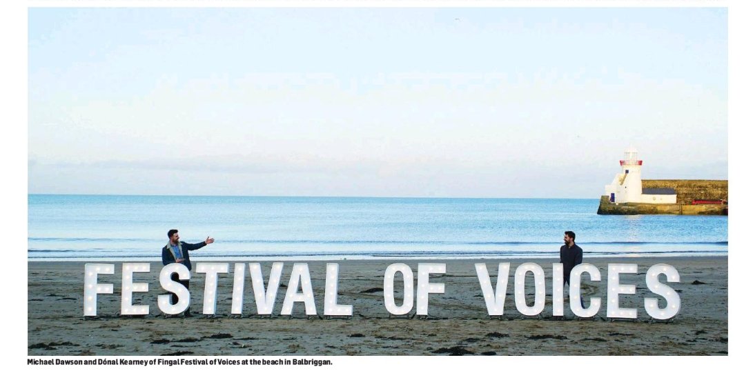 BalbrigganIF's tweet photo. Great photo on Balbriggan beach, promoting the Fingal International Festival of Voices #FIFOV. Fingal Independent, March 10th, page 4. https://t.co/TMAIEjoLWK