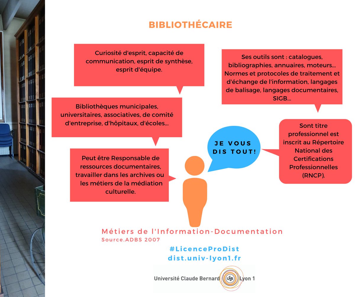 LicenceProDist's tweet photo. Pour finir cette série sur la découverte du métier de #bibliothécaire on vous donne quelques dernières informations (environnement de travail, outils, évolution).✔
#LicenceProDist #Métiers #InfoDoc #InformationDocumentation
Photo : Les Herbiers de @UnivLyon1 https://t.co/OybBshc4yw