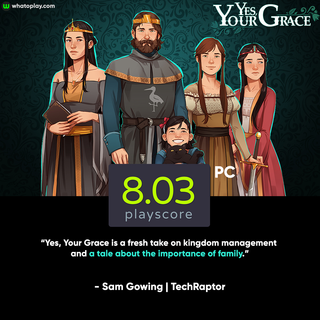 whatoplay's tweet photo. Balance your way between family and kingdom in this pixel-art management game by @BraveAtNight  
ㅤ
Yes, Your Grace has a playscore of 8.03 on PC. 
ㅤ
Leave a review at https://t.co/AgcY0Q82KD
ㅤ
ㅤ
ㅤ
@nomorerobotshq @TechRaptr  #whatoplay #playscoreupdate #managementgame https://t.co/sLoV0tEks3