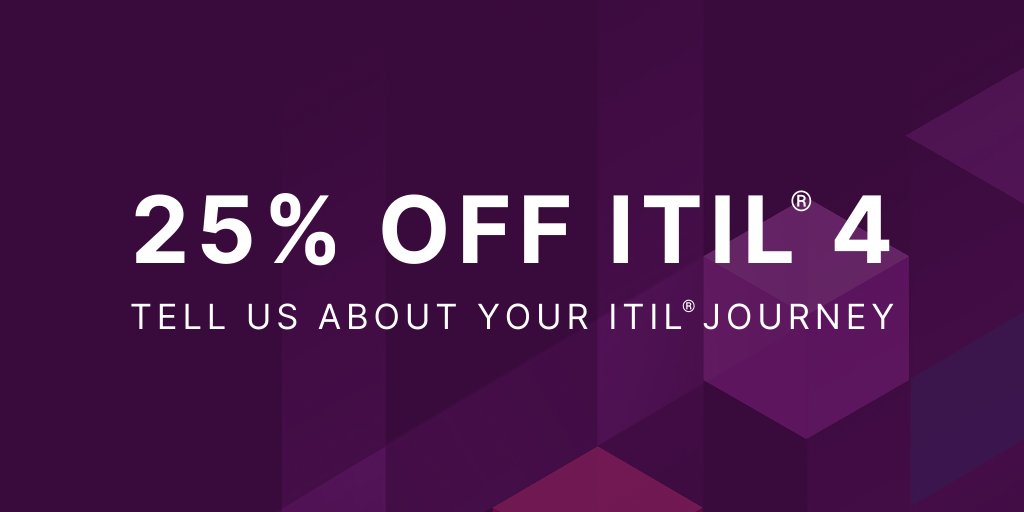 IntBestPractice's tweet image. Tell us about your ITIL®  journey for 25% off all #ITIL4 titles.
ow.ly/SeFa50yHy3l