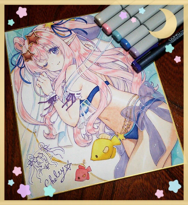 ハツネ姫完成～?✨
#プリコネR #アナログ絵 #コピック 