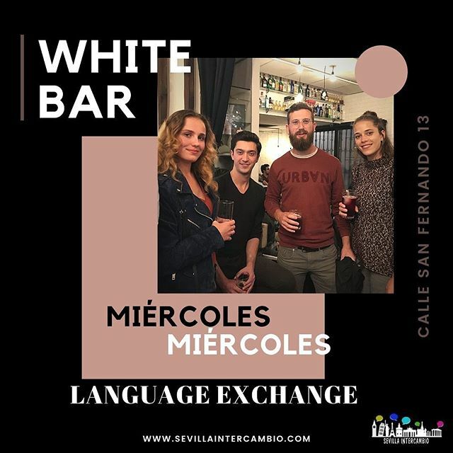 SVQIntercambio's tweet photo. Como cada miércoles, te esperamos en el White Bar🍻 (Calle San Fernando 13) para disfrutar del Intercambio de Idiomas🌏 See you there!
~
🔶 https://t.co/3AHqy6bziA
#intercambiodeidiomas #intercambiodeidiomassevilla #languageexchange #languageexchangeme… https://t.co/1PG35oy968 https://t.co/jZ1ZNOH6i3