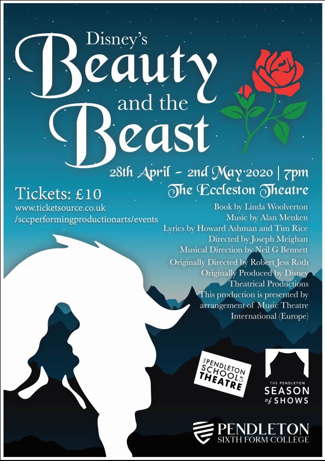 PendSFCollege's tweet photo. Tickets are now on sale for the Pendleton Season of Shows production of Disney's Beauty &amp; the Beast. Book yours online today https://t.co/MXuLQVElYq or call 0161 631 5040. #Pendleton #SeasonOfShows #Salford #College #Manchester https://t.co/HxflQLrGzc