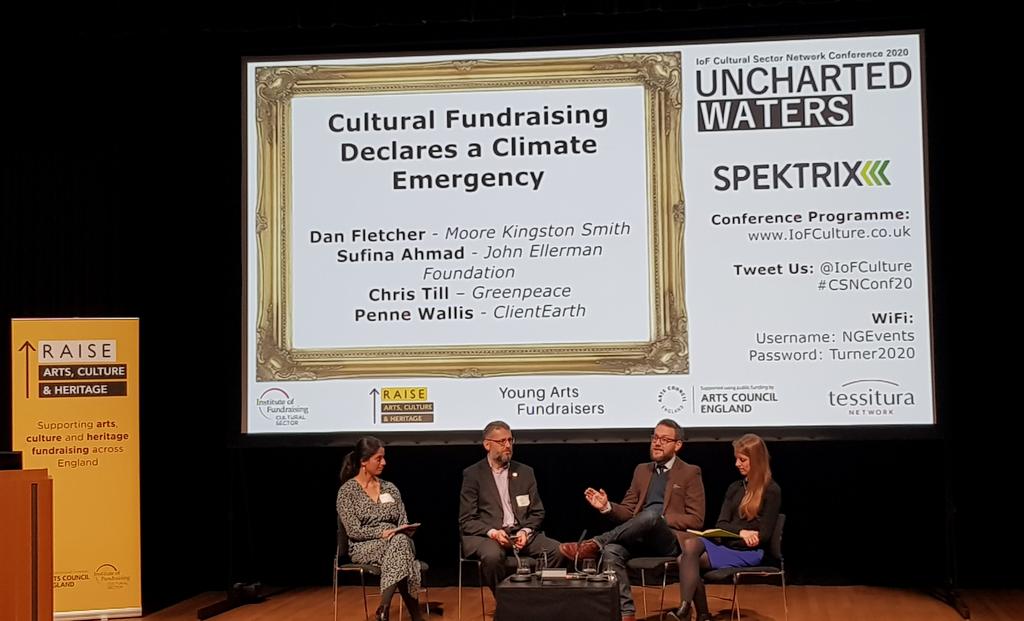 BrumHeritage's tweet photo. @IoFCulture #csnconf20 Chris Till from Greenpeace, on the Climate Emergency: "we need to stop flying, and go vegan". Penne Wallis from ClientEarth says "we need to look at our supply chains, and make sure that the food sourced for our restaurants and events is sustainable". https://t.co/LfYzlDDzMq