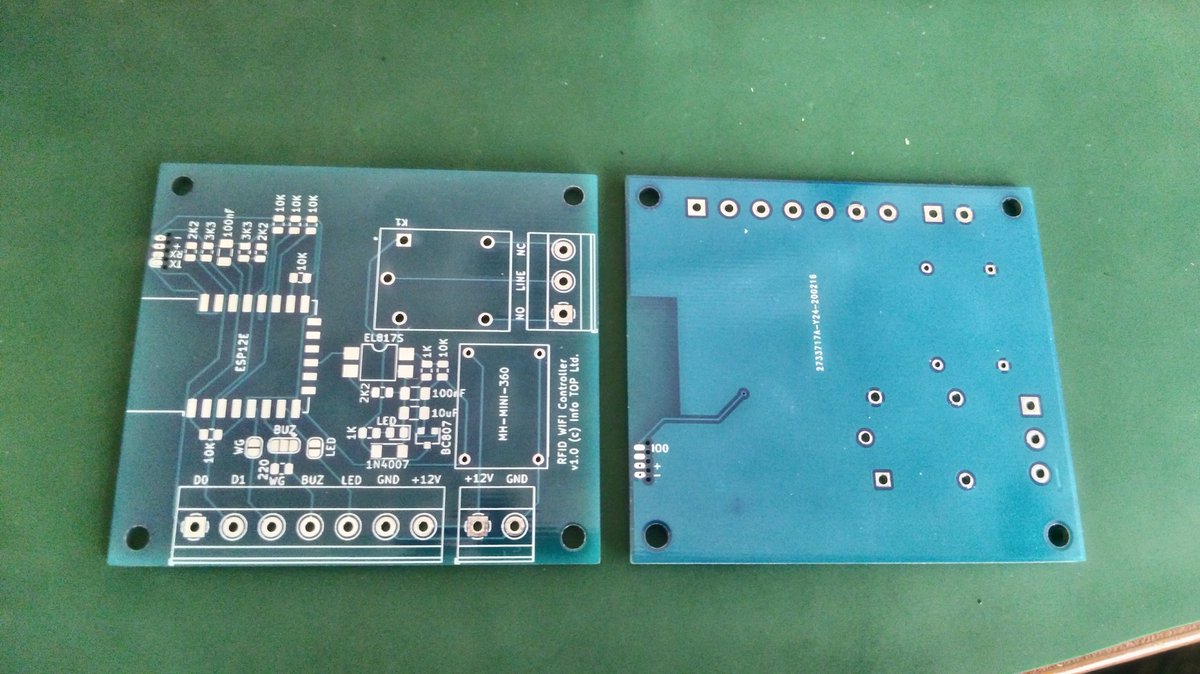 drJeckyll's tweet photo. Make a few mistakes, but now RFID wifi controller is ready. @kicad_pcb model and real thing with PCB from @JLCPCB https://t.co/bzhuFTpURH