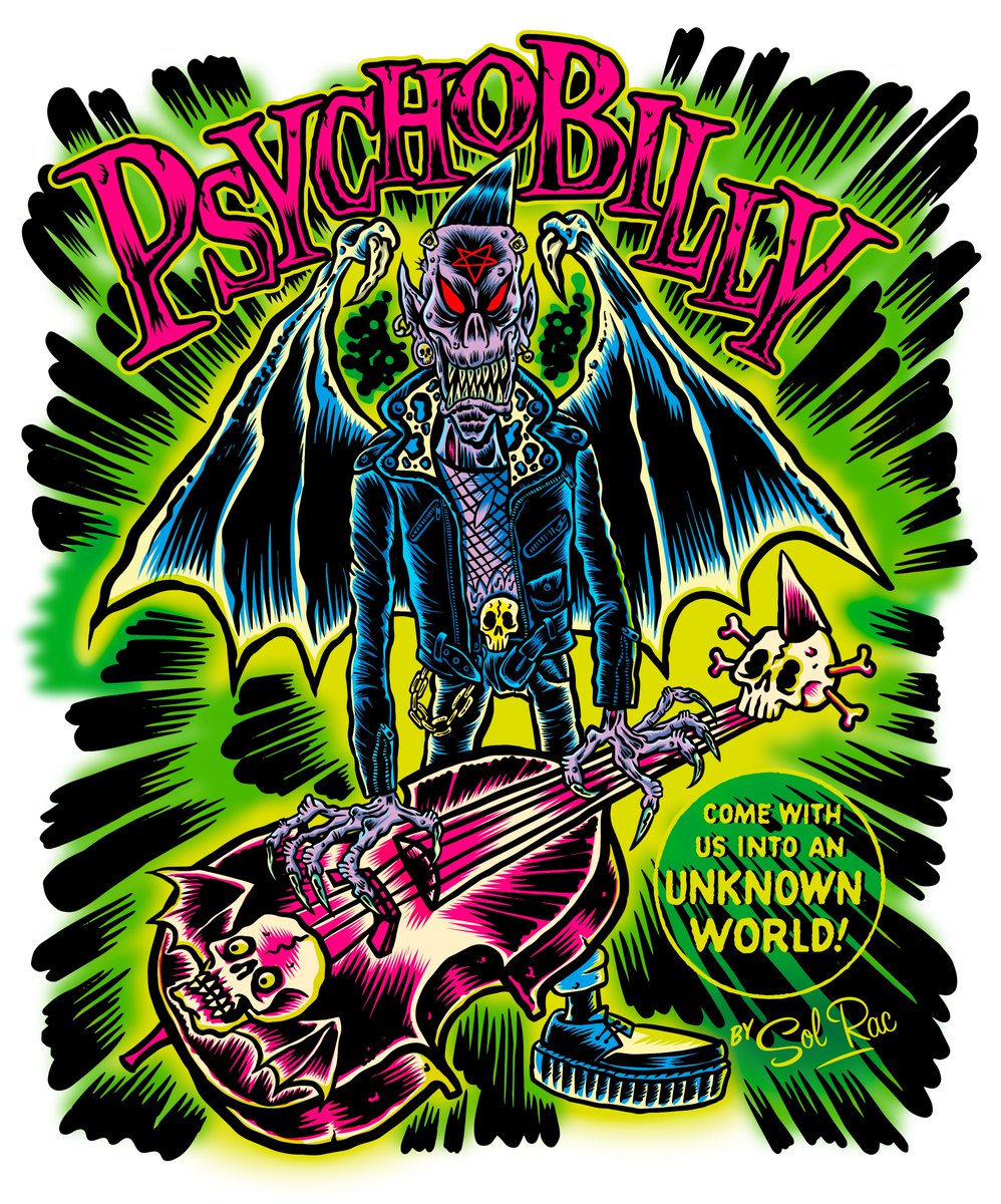 bit.ly/2IkwJwB
Find the new  design by SOLRAC for Just For Fun Store  “PSYCHOBILLY UNKNOWN WORLD”  in t-shirts , Hoodie zip , Sweatshirt or tote bags, on our online store !!! 
Check the new items available from now !!!