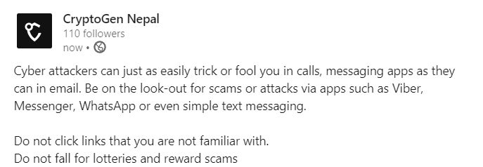 CryptoGenNepal's tweet photo. Follow our InfoSec Weekly for more news on security at
https://t.co/eeHGbIMLYg
#TechTipTuesday
#phishing #CryptoGenNepal
#Made4Security
#ProjectSayCure #StaySayCure #SayCure
#CyberSecurity #CyberAware #Share2Learn #MadeForSecurity https://t.co/ziVLaLxdYA