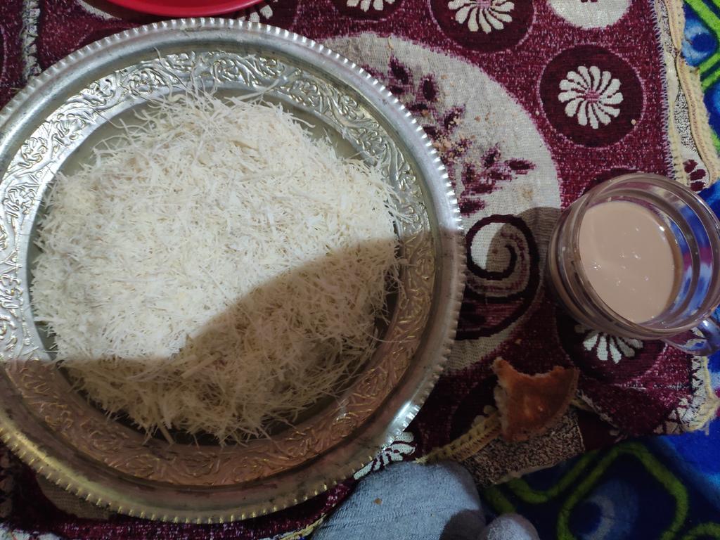 Enjoying batte and chai, in North style