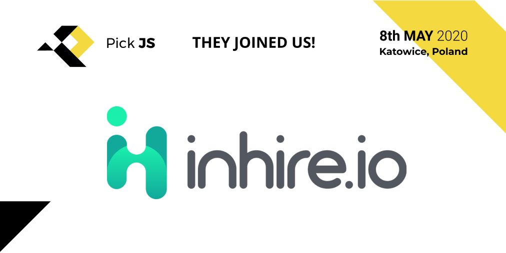 PickConferences's tweet photo. Another media partner is joining us! Do you know @inhireio? It's a machine learning platform that matches IT Specialists with top tech companies. Check ➡️https://t.co/Am8e4MEEYK
And... they might have a discount code for the Pick JS Conference 2020 tickets 😎 https://t.co/JSY5ZG6DmW