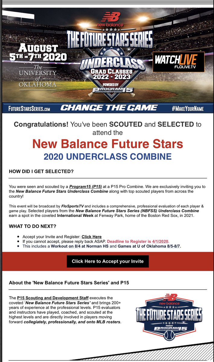 TylerMullen44's tweet photo. Excited for being invited to the Underclass Combine in Oklahoma. Thank you @ftrstarsseries @_JeremyBooth @Program15BB @NB_Baseball @OU_Athletics @flosports https://t.co/h977pFUuU9