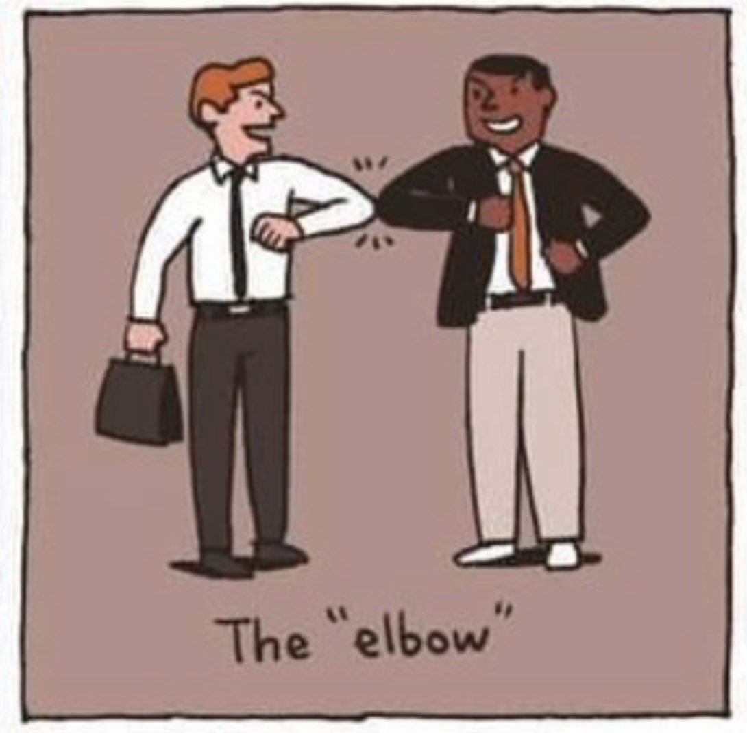 JustinWeather's tweet photo. From my 10 yr old son this morning:
I’m confused. 🤔
We are supposed to sneeze into our elbows.
Now greet people by tapping elbows???
#kidperspective https://t.co/izJbDVJJmx
