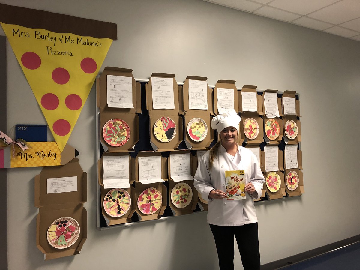 TeamMedeFede's tweet photo. Welcome to Mrs. Burley and Ms. Malone’s Pizzeria! Pizza Fractions are so much fun! https://t.co/e6003wbPvH