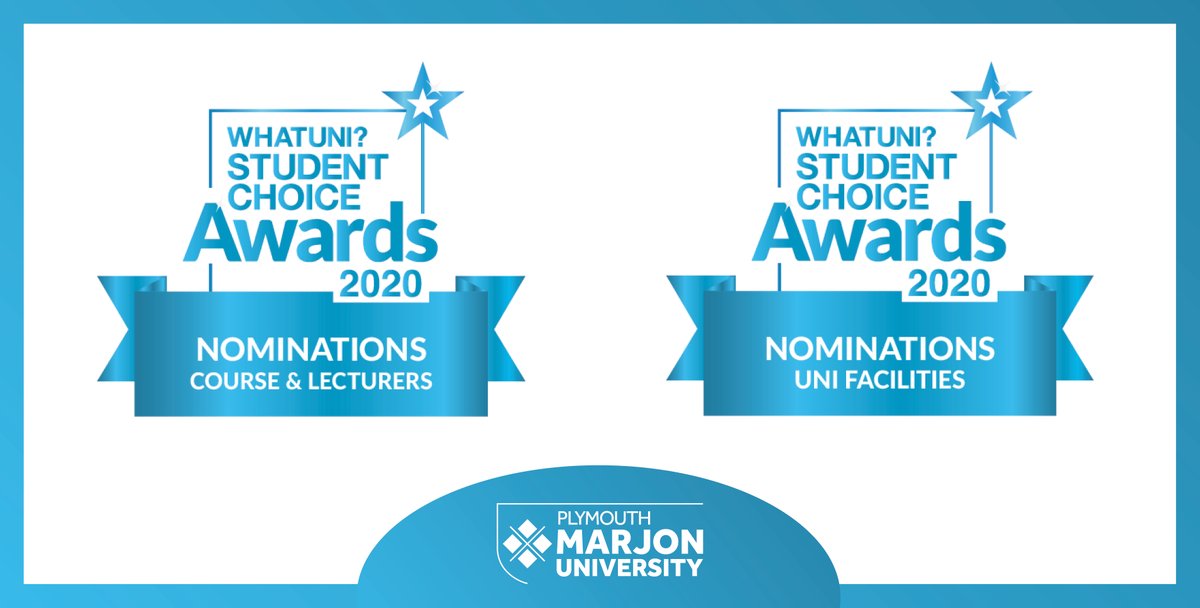 Marjon has been nominated in two categories of the @Whatuni Student Choice Awards 2020. The categories are 'Course & Lecturers’ and ‘Uni Facilities’.

Nominations are based on reviews by our students so we're very proud to be in the running for these awards! 

#WUSCAs #TeamMarjon