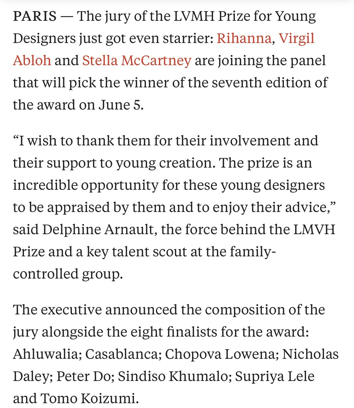 Rihanna & Virgil Abloh Chosen As Jurors For LVMH Prize