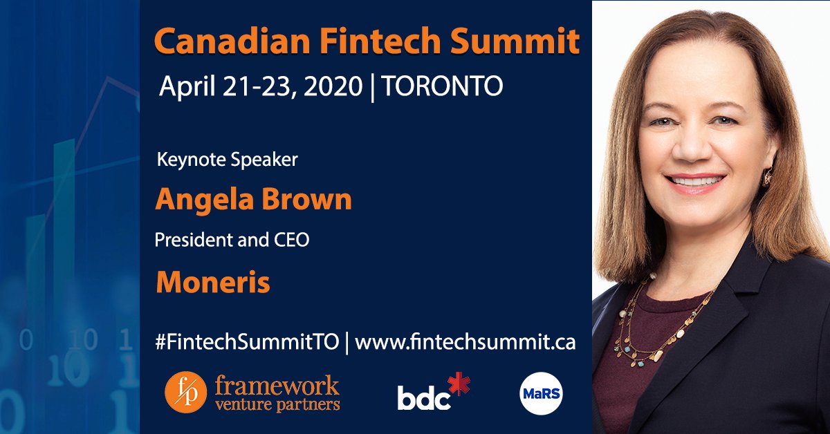 CFSTO's tweet photo. Angela Brown, President and CEO @Moneris will shed light on how payment solutions are viewed in Canada and measures taken to be globally competitive into the future at CFS 2020 in April. Register now at https://t.co/pLTezaRN9L #FintechSummitTO #fintech #innovation #startups https://t.co/9uKNWEQAC4