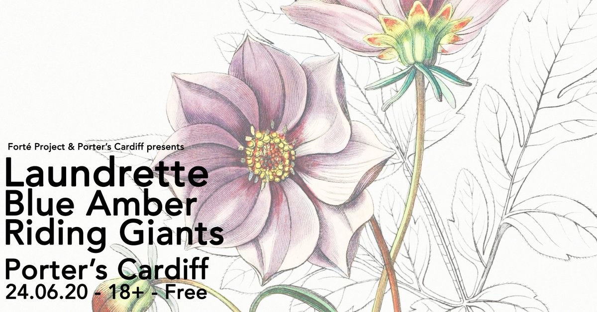June - <a href="/laundrette__/">Laundrette</a>, @blueamberband and <a href="/GiantsRiding/">Riding Giants</a> bring dreamy and noisy in equal measure.
Wednesday 24th June, 18+ - FREE ENTRY <a href="/Porterscardiff/">Porter’s Cardiff</a>