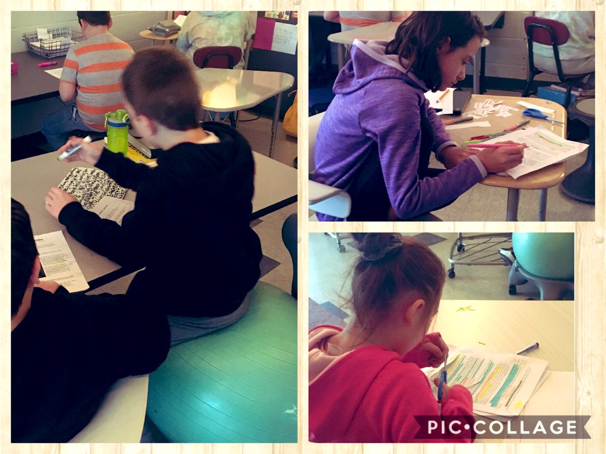 FitzIn6th's tweet image. Students use different strategies (scissors, highlighters, white boards) to “find” their poem, using only words from their article! #MASDproud #creativity #poetry