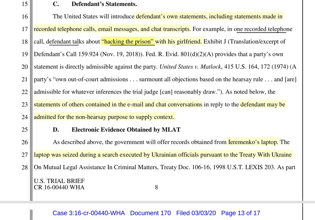 i went ahead and added the Govt’s trial brief to the public folder. link to brief below https://drive.google.com/file/d/1DDRsW9E68a9_1qTreX23FWXMqM6flz7D/view?usp=drivesdklink to Nikulin’s Public Folder https://drive.google.com/drive/folders/1WrNnvw2wm-PUyxJtqEw4eW8CySnee658I’m in process of retrieving the 10 exhibits