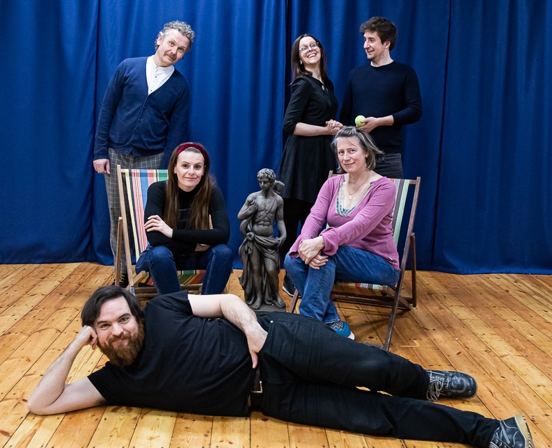 conquests2020's tweet photo. Rehearsing a trilogy certainly brings its challenges! We've moved into the theatre, created an in-the-round auditorium &amp; completed two run-throughs, with the third this evening. All since Sunday! Just three techs and dresses to go... 
#AyckbournAt80
@ActDrop @londontheatrer1 https://t.co/85AdxMbYWy