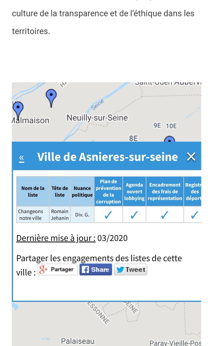 RomainJehanin's tweet photo. Merci à @TI_France de publier cette carte de 🇨🇵 des candidats engagés pour la transparence et l'éthique. 

Fier d'être la seule tête de liste d'#Asnières à m'être engagé, avec mes colistiers, à mettre en œuvre les mesures proposées par l'ONG #TransparencyInternationalFrance ! https://t.co/M0f0OiRLEN