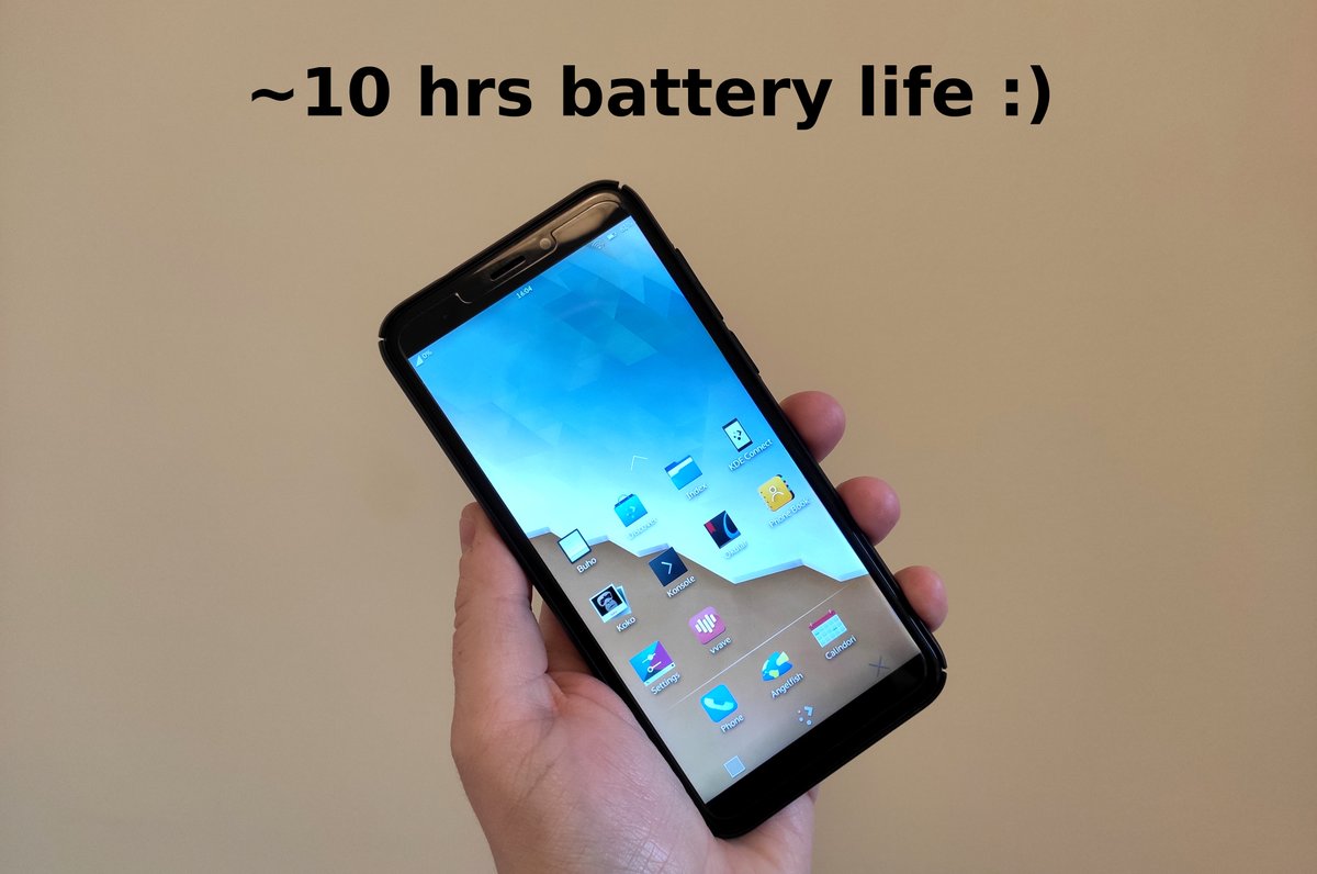 We're getting there; today's <a href="/KdeNeon/">KDE neon</a> OS image for the #PinePhone features ~10 battery life ! Further power efficiency improvements are expected soon(TM). If you've got a BH phone then give it a spin. Link: images.plasma-mobile.org/pinephone/