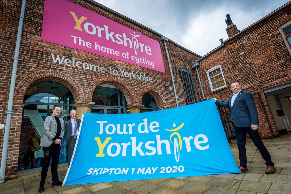Skipton is set to host a Tour de Yorkshire stage start on May 1st and our chief executive Paul Shevlin was in Leeds today to receive our personalised flag from Welcome to Yorkshire Chief Executive, James Mason &amp; Commercial Director, Peter Todd. #tourdeyorkshire <a href="/letouryorkshire/">Tour de Yorkshire 🚴</a>