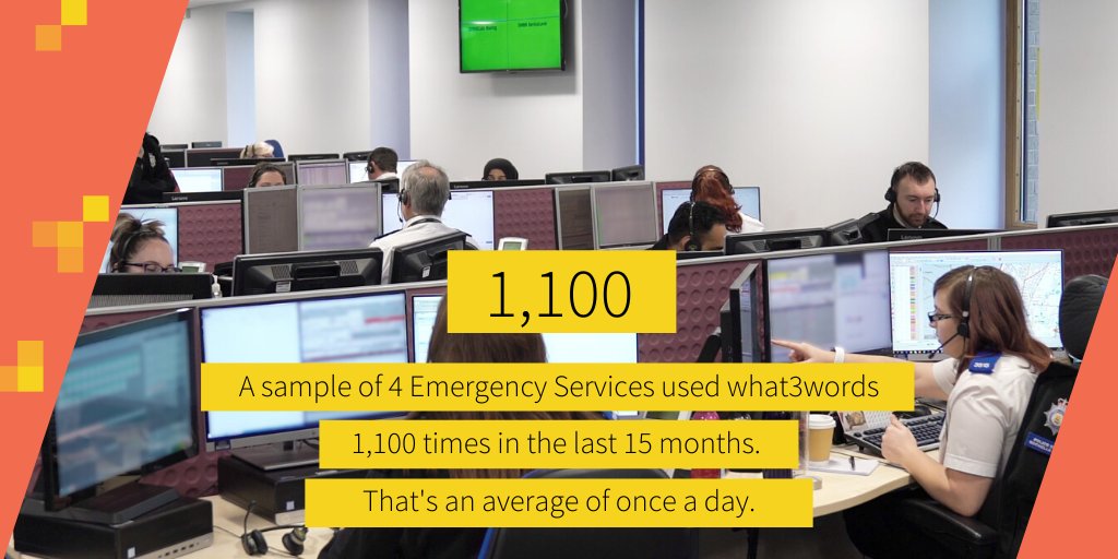 photo of control room. 1,100 emergency calls made using what3words in last 15 months.