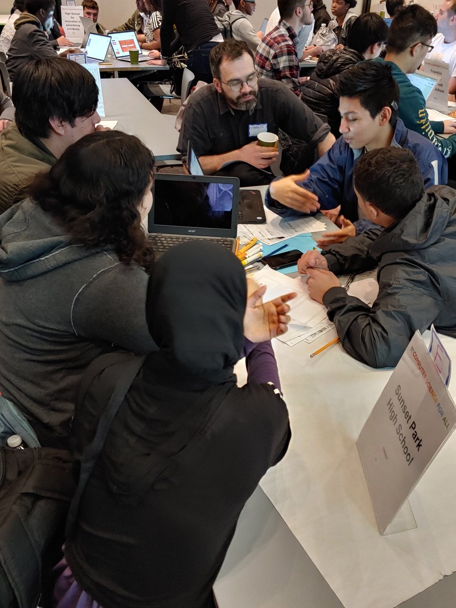 zbtang's tweet photo. Creativity, teamwork, & productive struggle on full display from our @SunsetParkHS team who were fully engaged in @CSforAllNYC #HackLeague @brooklynhistory prototyping their Street Smart app to solve real world problems using @BetaNYC data. So proud of you! https://t.co/IzUNtPtkM3