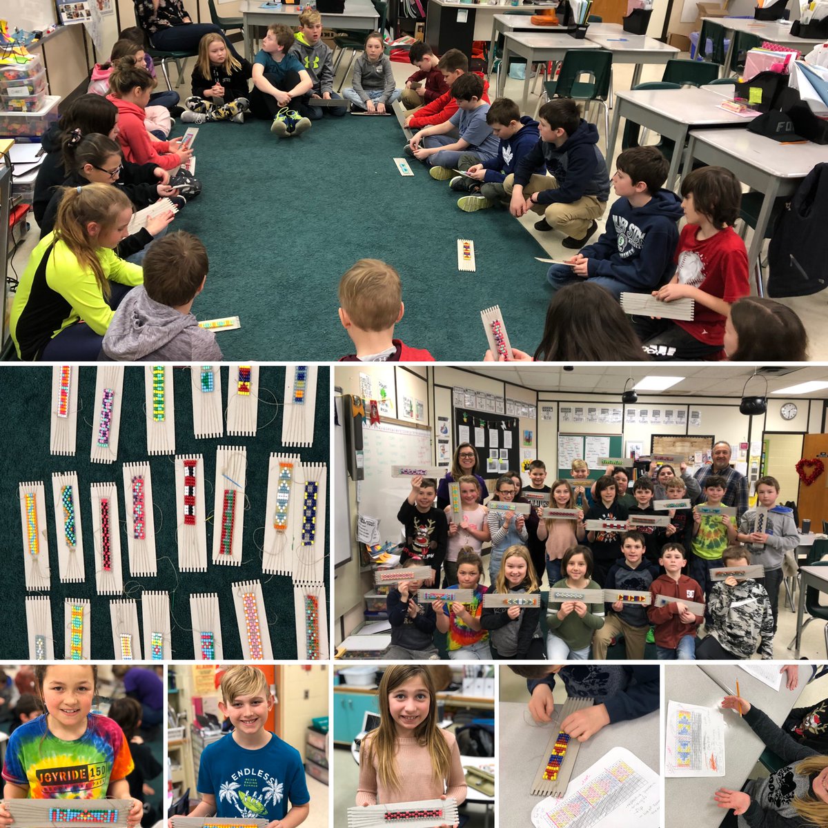 TroyMaracle's tweet photo. What an awesome way to uncover grade 4/5 math curriculum. So much learning and fun in ⁦@MsPeltiersClass⁩  This is a culmination of days worth of exploration and learning before doing a creative piece. ⁦⁦@HPEschools⁩ #IndigenousEd #IndigenousInfusion https://t.co/VvwReXDgvP