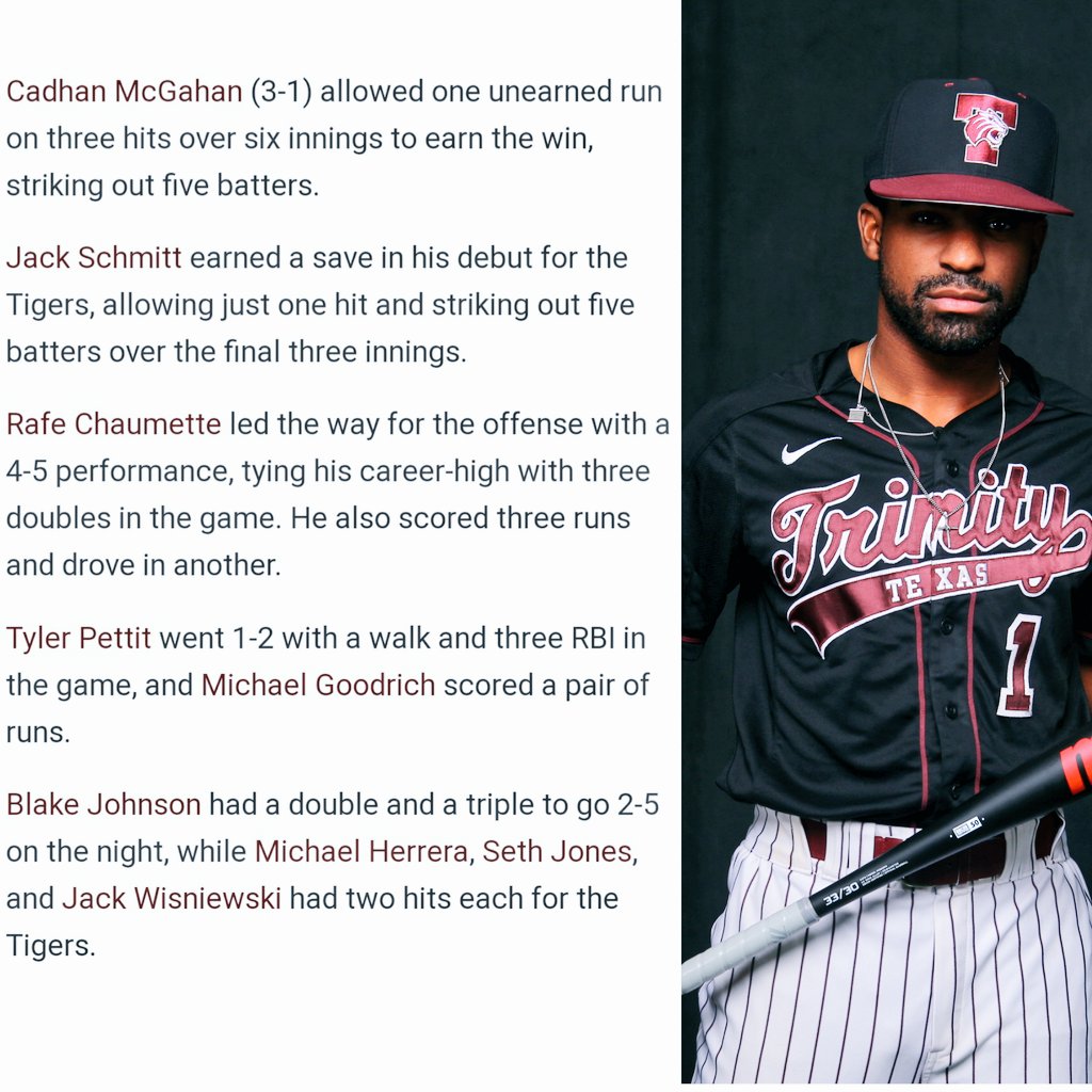 DrJacquieBaly's tweet photo. #PerfectSonNo1 @itsrafe9
went 4 for 5 last night w/an all-time high in doubles.
Rafe also set the record for hitting the most triples for ANY baseball player in @TrinityUTigers's history
@TrinityTigersB2
#BaseballStud
#SettingRecords
#ProudMom
#ItsInTheBooks https://t.co/lzSXzjW8Mt