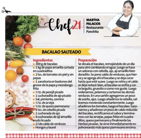 peru21noticias's tweet photo. Martha Palacios es nuestra #Chef21 y todos los días en la edición impresa encontrarás su receta.
El plato de hoy: Bacalao salteado 🇵🇪🍽️ https://t.co/WO6MkboozL