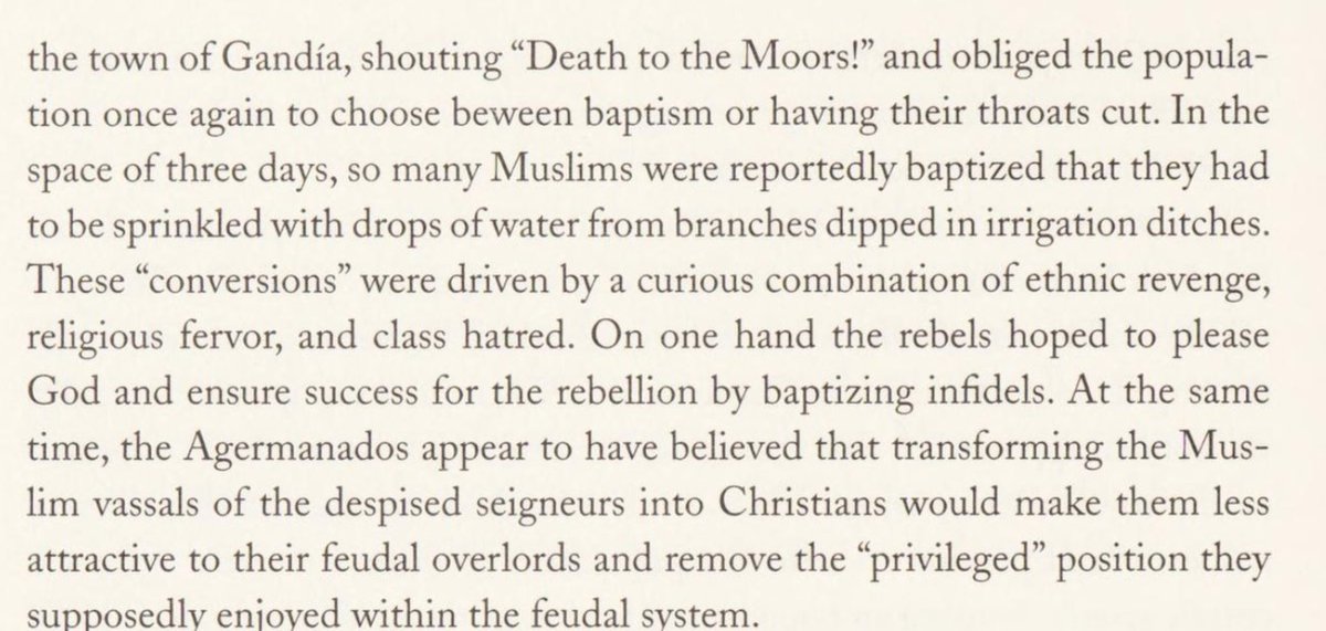 although the moors rebelled & killed some christians, they faced immense backlash in a quasi-crusade. thousands were killed & converted