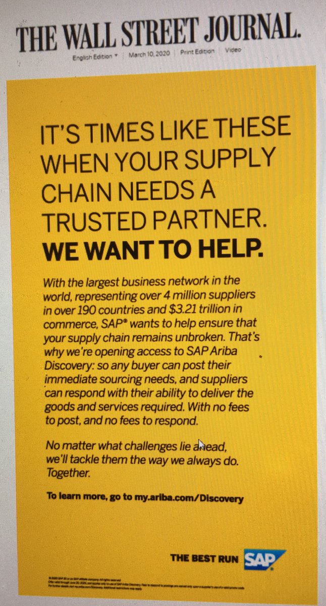 HeyKathrin's tweet image. Wow - opening up our products for supply chain and travel to make the world run better in times of crisis. Once again #proudtobeSAP