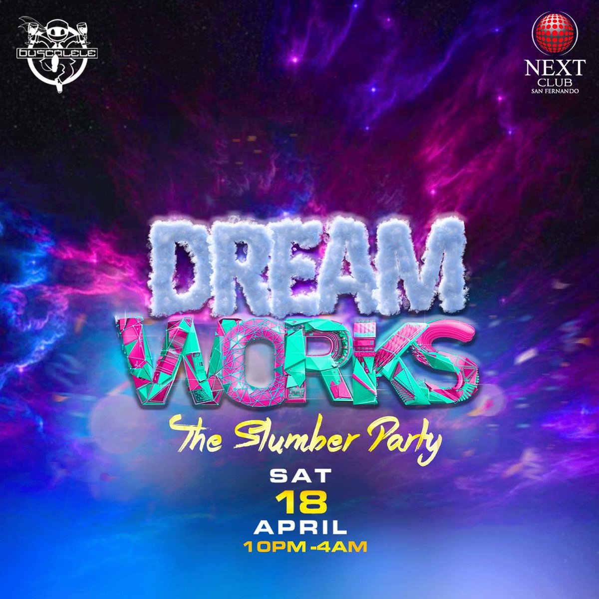 buscalele's tweet photo. Are you ready for the sleepover? Pajamas is the dresscode.
DREAMWORKS
The Slumber Party.
When: Sat 18th April
Where: Club Next San Fernando
Dress Code: Pajamas
@buscalele
#DreamWorks #WildestDreams #Buscalele #BuscaLiving #BuscaKingdom https://t.co/do0MPMpxwk