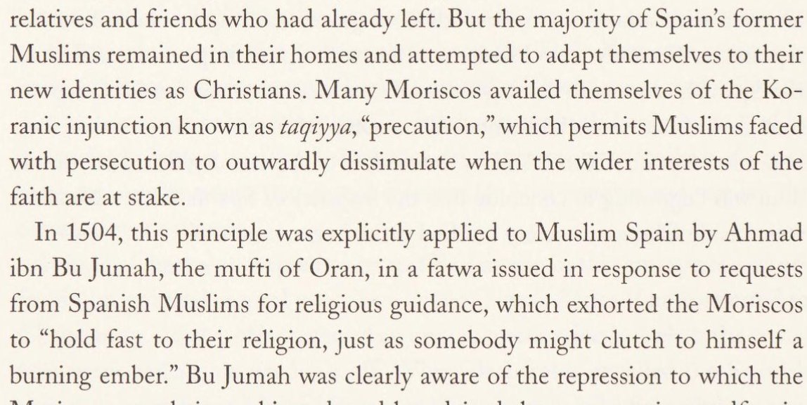 there was a strong divide between old christians & new converts. the converts often practiced taqqiya and routinely engaged in arabic, islamic culture. held ramadan fasts & refused to go to confession.