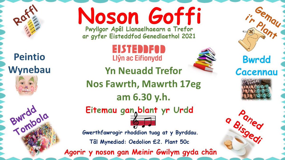 Dewch draw wythnos nesaf!!