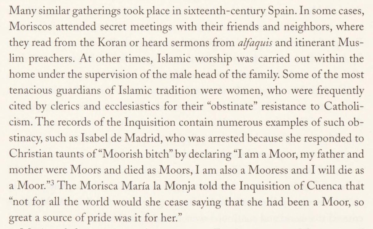 they met in secret, refused to eat pork, and the women offered the most obstinate resistance to catholicism. many were scared of eternal damnation so continued being muslims in private