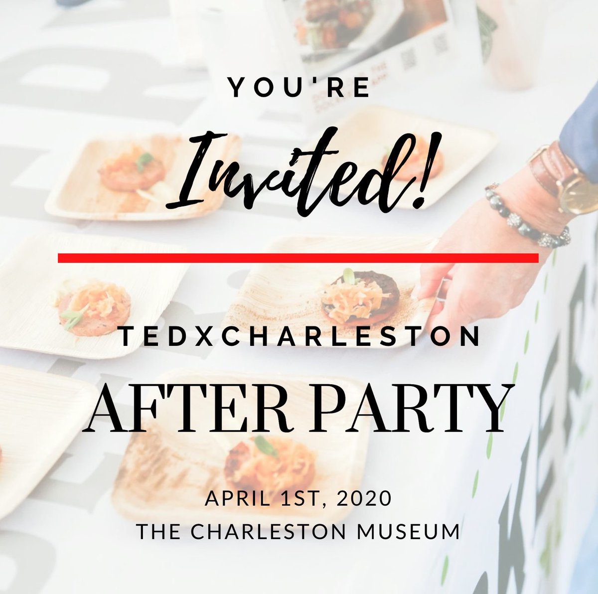 While TEDxCharleston is known for inspiring speakers and ideas, it wouldn't be a Charleston event without great food and drink. 

Enjoy the culinary delights from some of your favorite food &amp; drink establishments that will be on hand for the famous TEDxCharleston After Party.