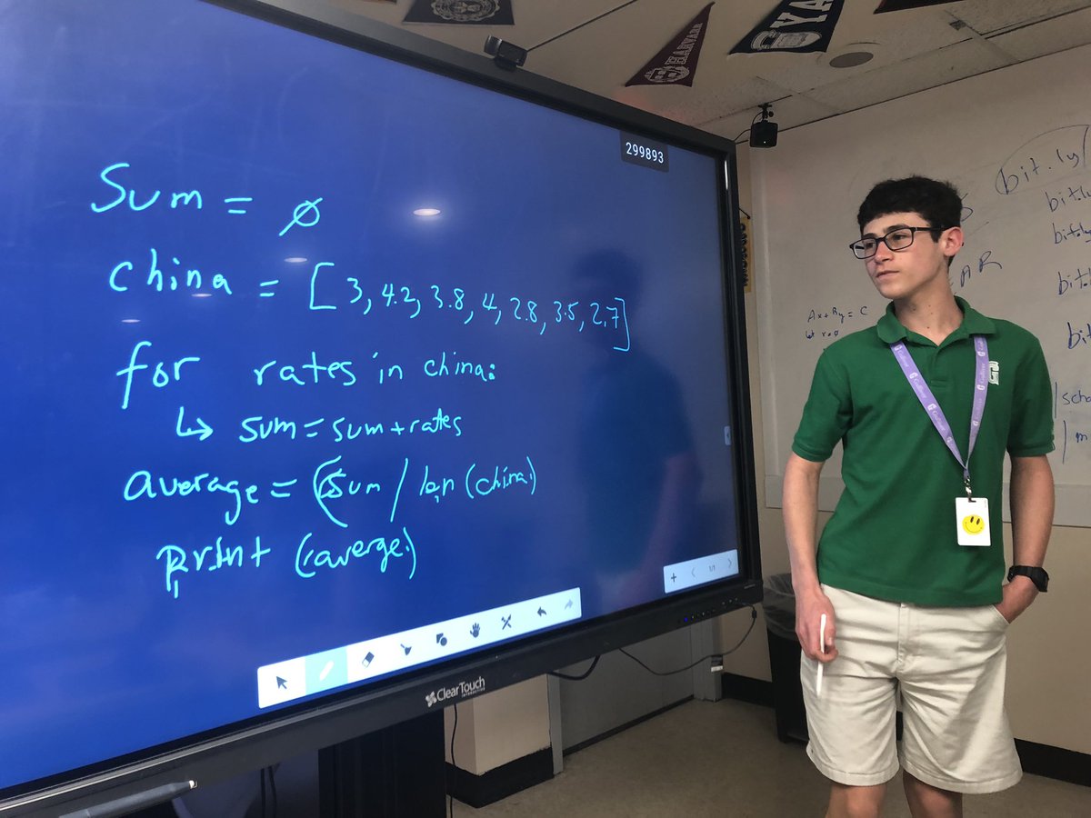deanmorell's tweet photo. Great #ComputerSciencePrinciples class at @GulliverSchools today with Eli Rich ‘23 discussing #Python code; alumn Nic Abranches ‘19 & co-ops at @Northeastern; and Victoria Paesano ‘23 talking “delta inversion” in #computationalmath #gslearning #CSForAll https://t.co/AtQnVI0rxp https://t.co/Iki1NJ9sQ5